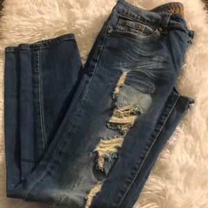 Blue ripped jeans
